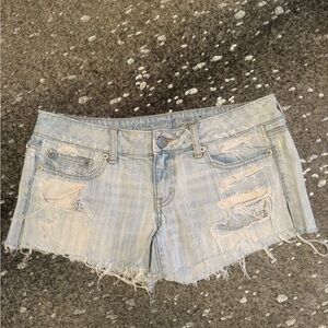 American Eagle Outfitters Light Wash Ripped Denim Jean Shorts